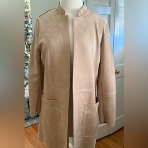 H&M Cream Faux suede long jacket with Front Pockets